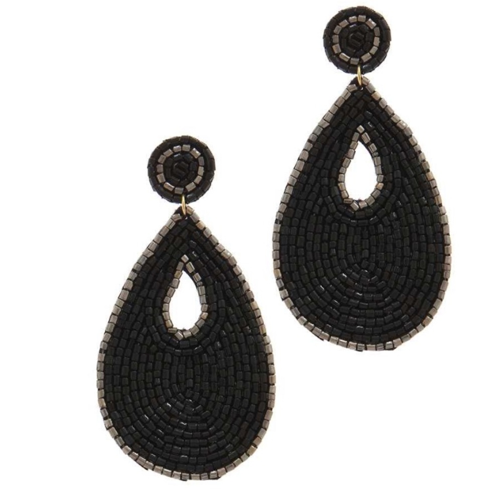 BEADED TEARDROP SHAPE DANGLE DROP EARRING